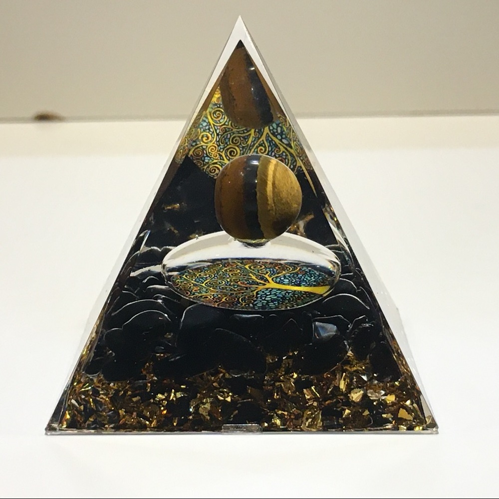 Healing Crystal Natural Tiger Eye Orgonite Pyramid Energy Reiki ChakraMeditation - Picture 8 of 12